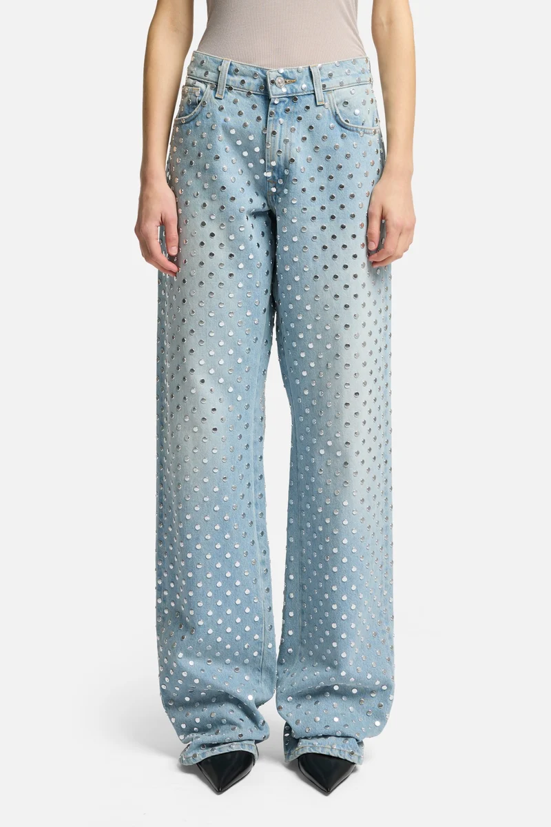 Studded Straight Trouser in Bleach