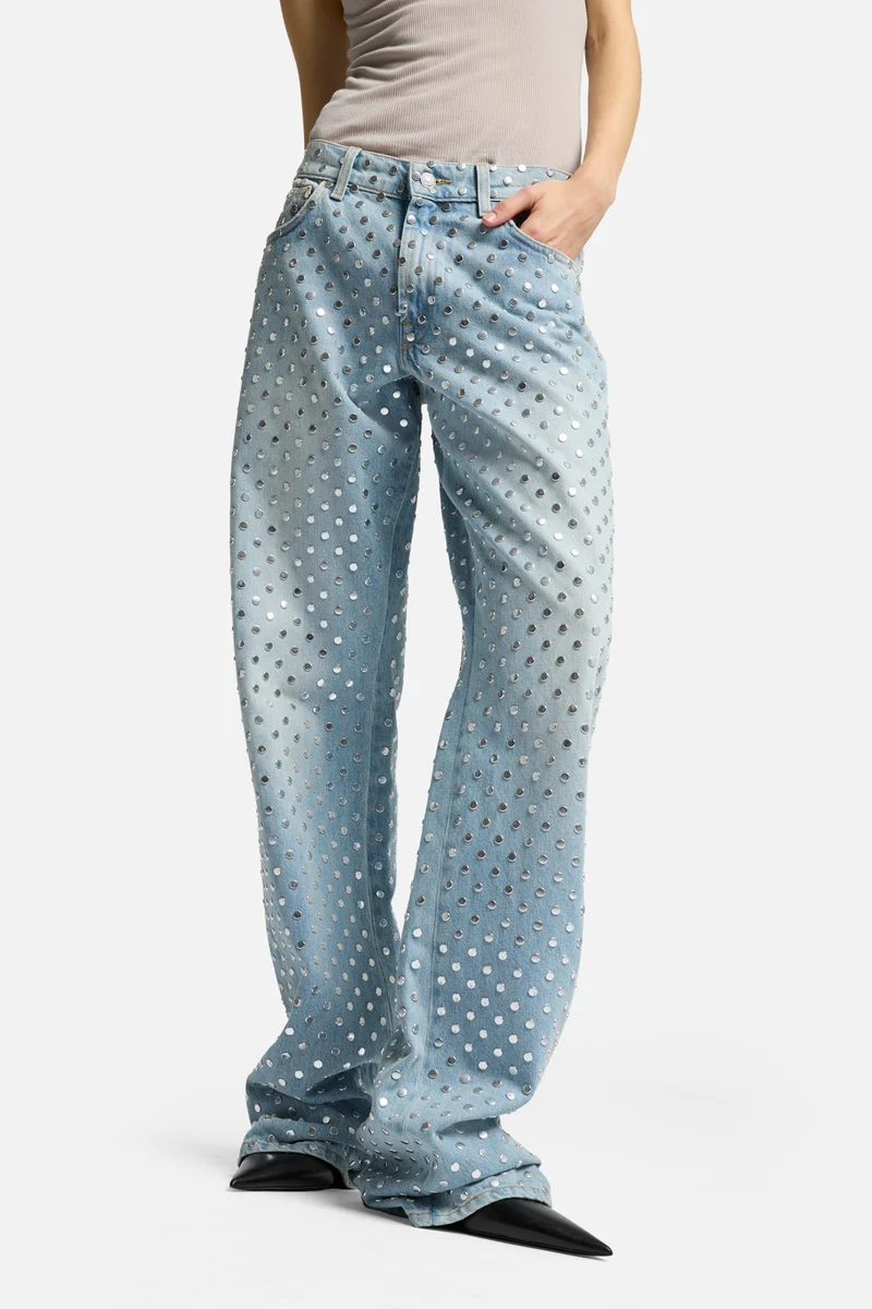 Studded Straight Trouser in Bleach