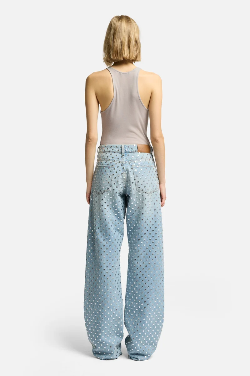 Studded Straight Trouser in Bleach