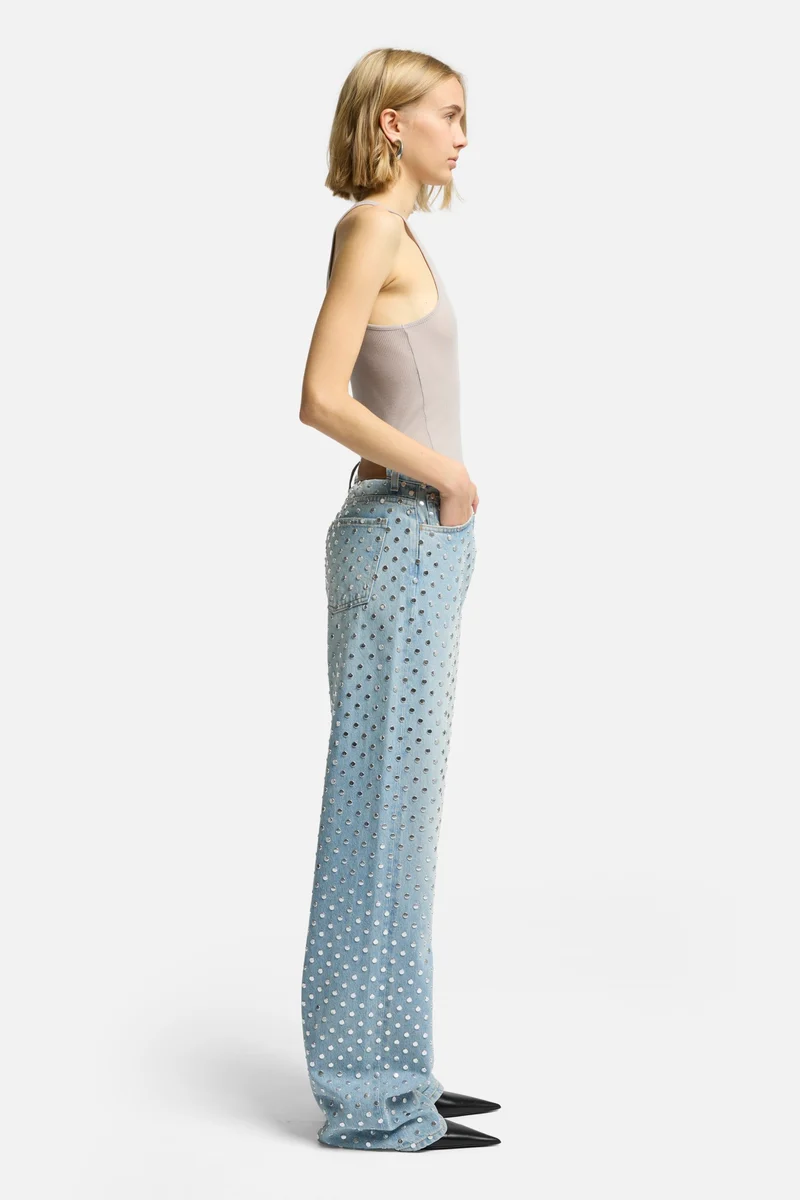 Studded Straight Trouser in Bleach
