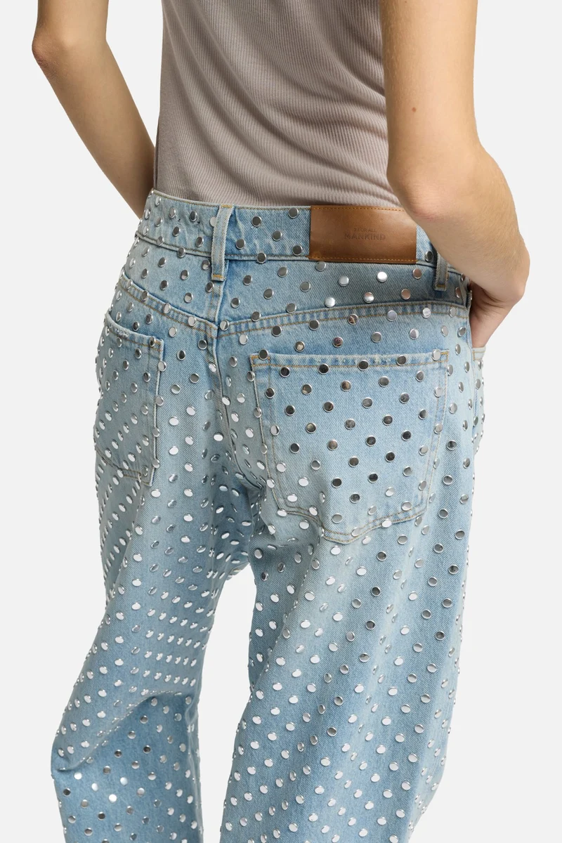 Studded Straight Trouser in Bleach