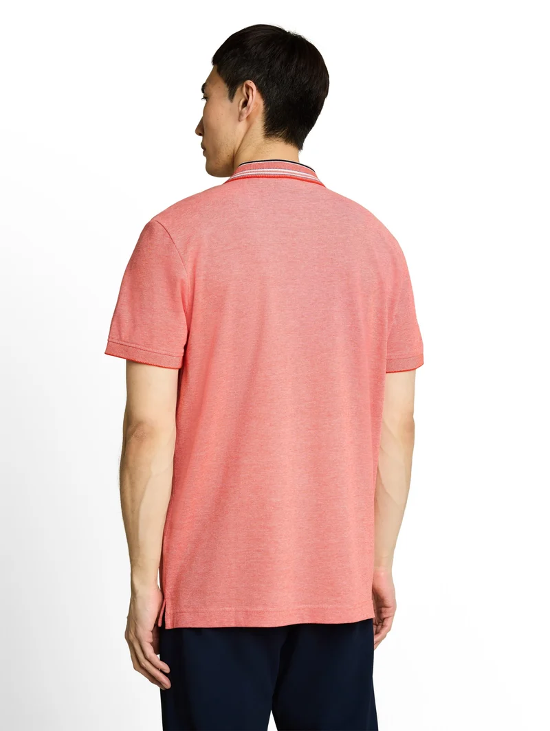 contrast polo, orange red