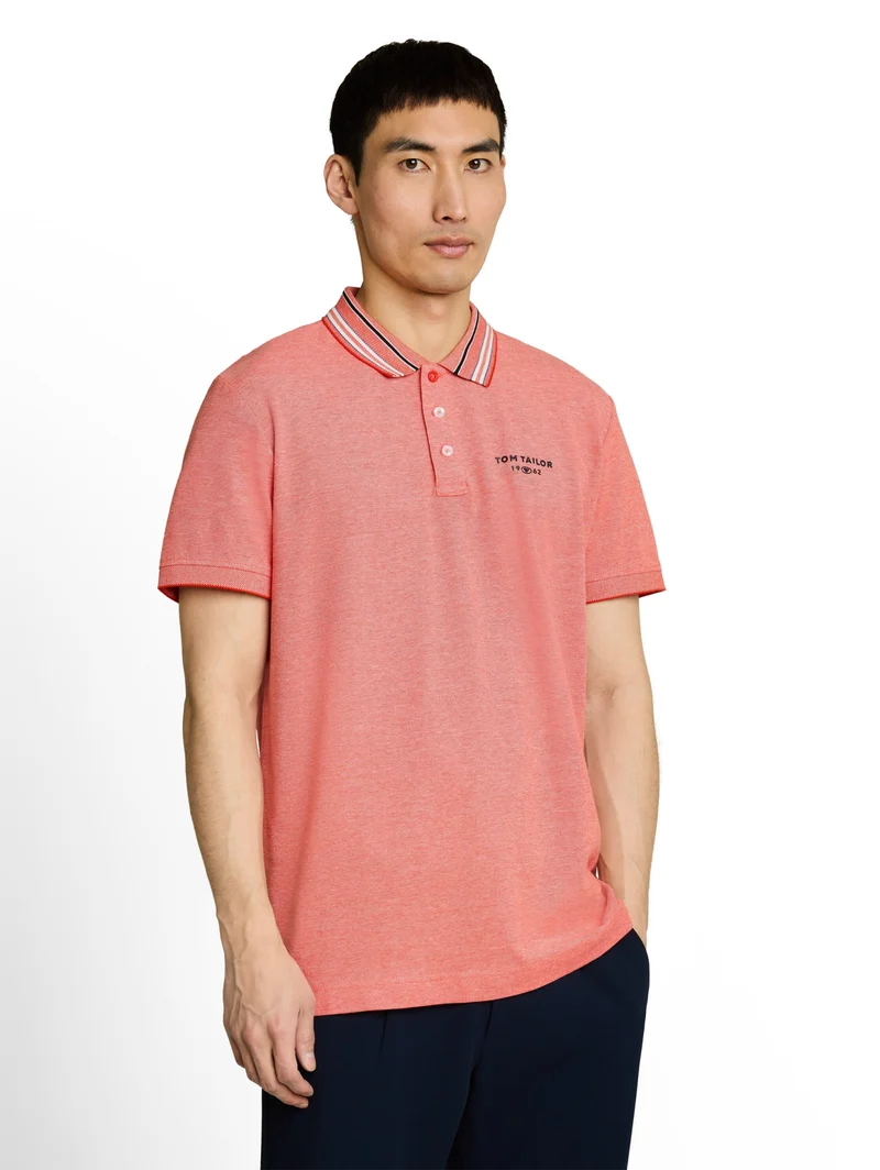 contrast polo, orange red