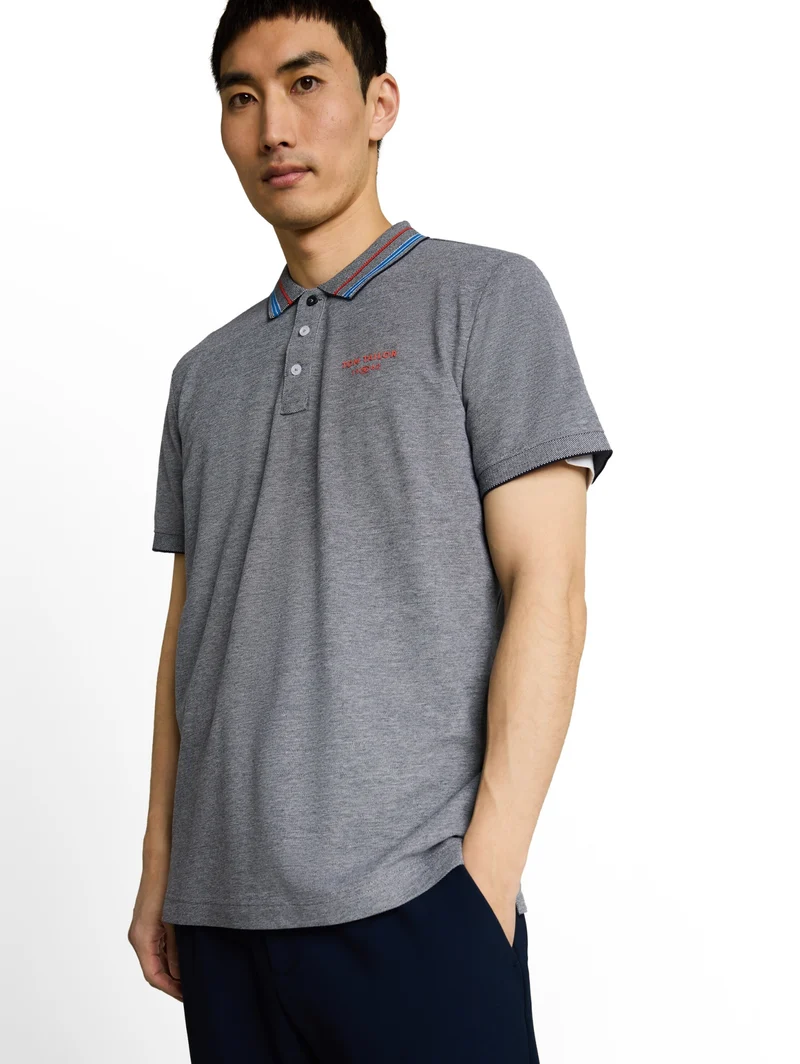 contrast polo, sky captain blue