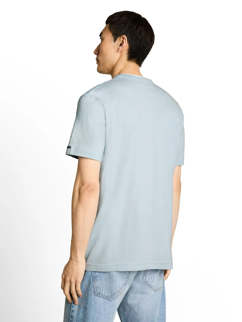 fine striped serafino, light blue fine stripe