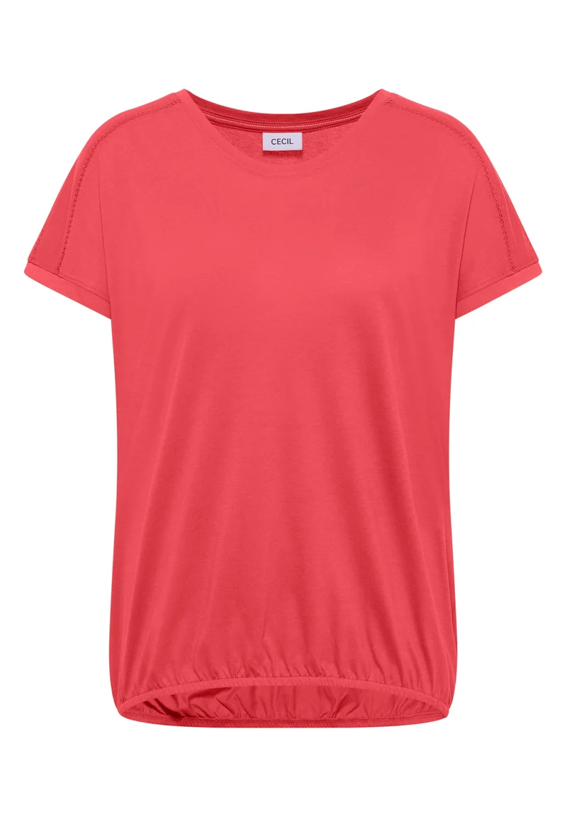 NOS Solid Lace Shoulder T-Shir, coral