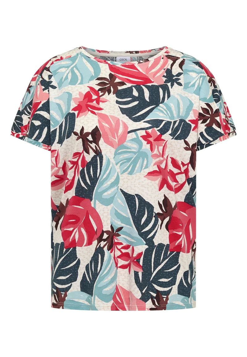 TOS AOP Print Mix T-Shirt, light alabaster white