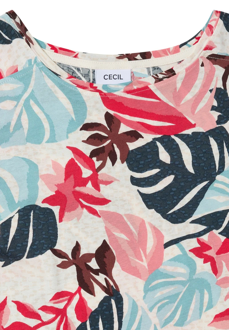 TOS AOP Print Mix T-Shirt, light alabaster white