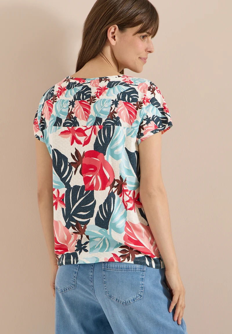 TOS AOP Print Mix T-Shirt, light alabaster white