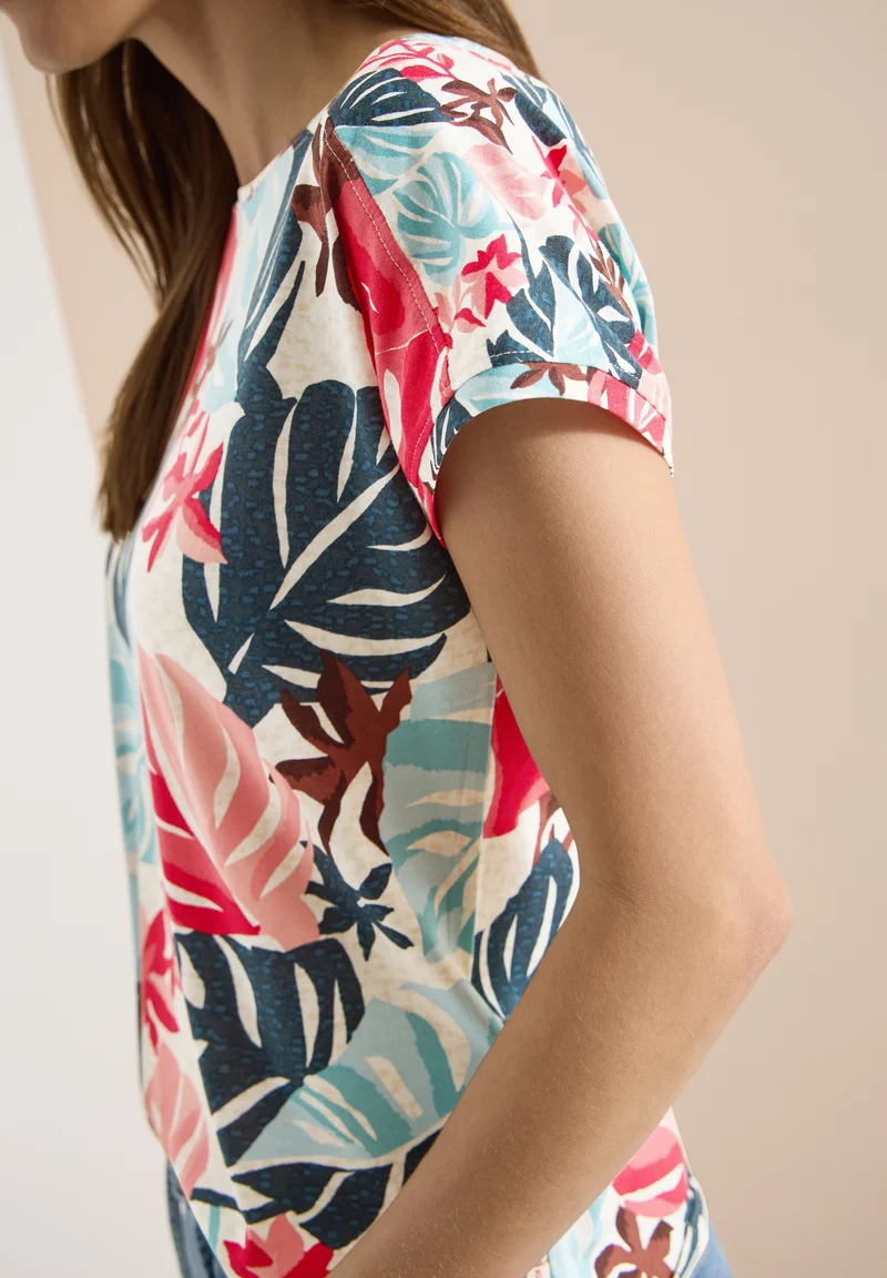 TOS AOP Print Mix T-Shirt, light alabaster white