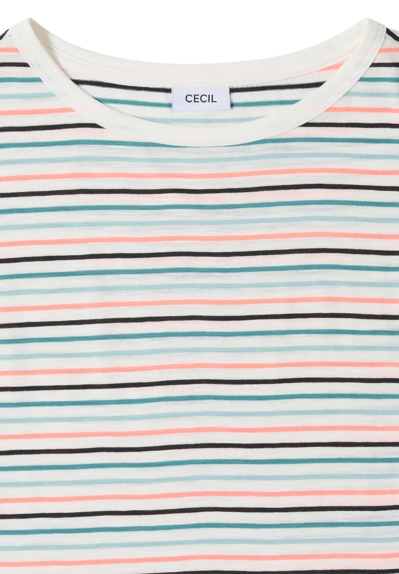 TOS Multi Striped Turn-Up Shir, vanilla white