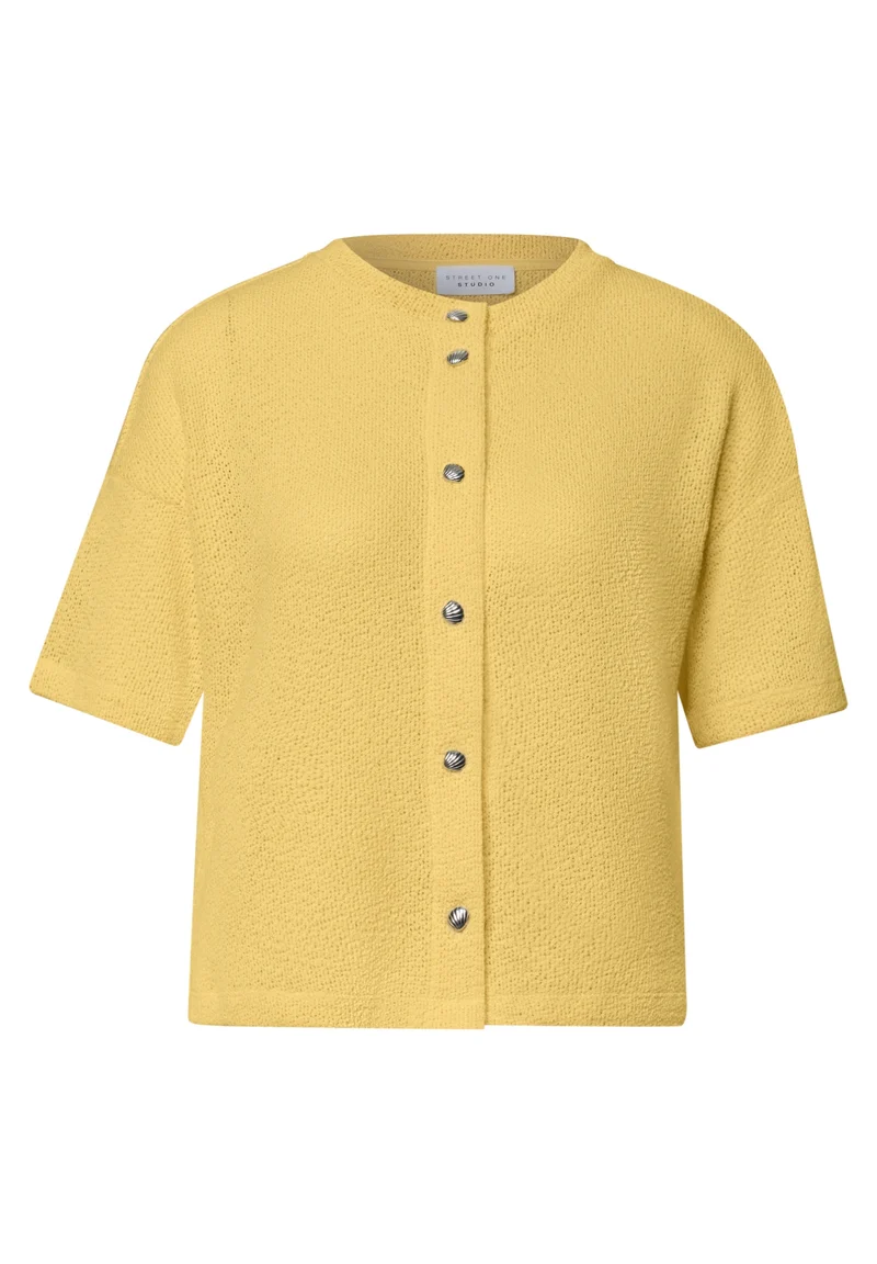 LTD QR Studio_Knit look jacket, snap yellow