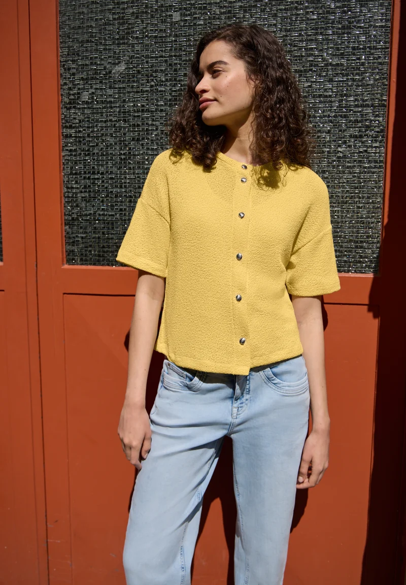 LTD QR Studio_Knit look jacket, snap yellow