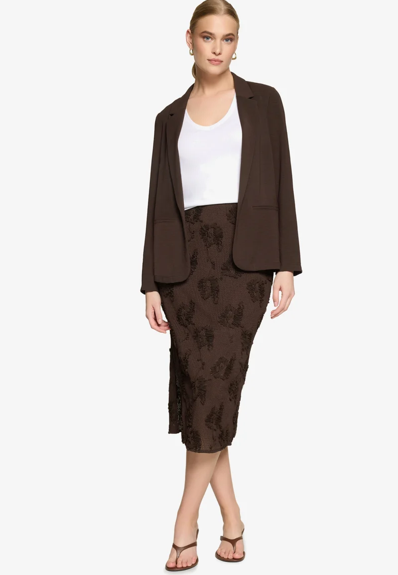 Blazerjacke Lang 3/4 Arm, Chocolate Plum