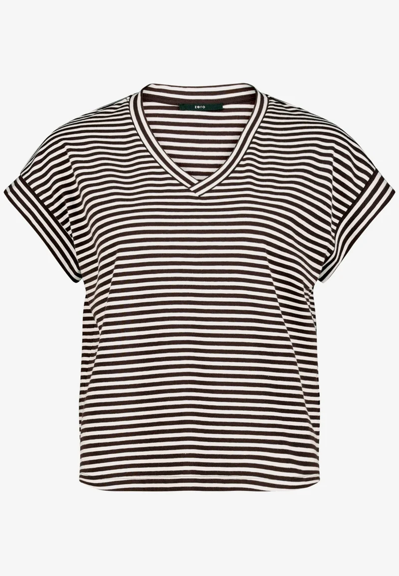 Shirt Kurz 1/2 Arm, Brown/White