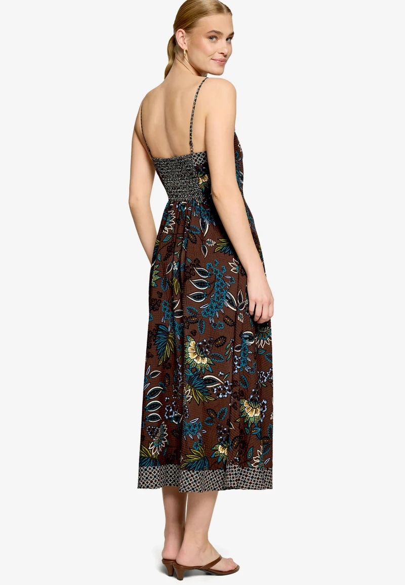 Kleid Lang ohne Arm, Brown/Petrol