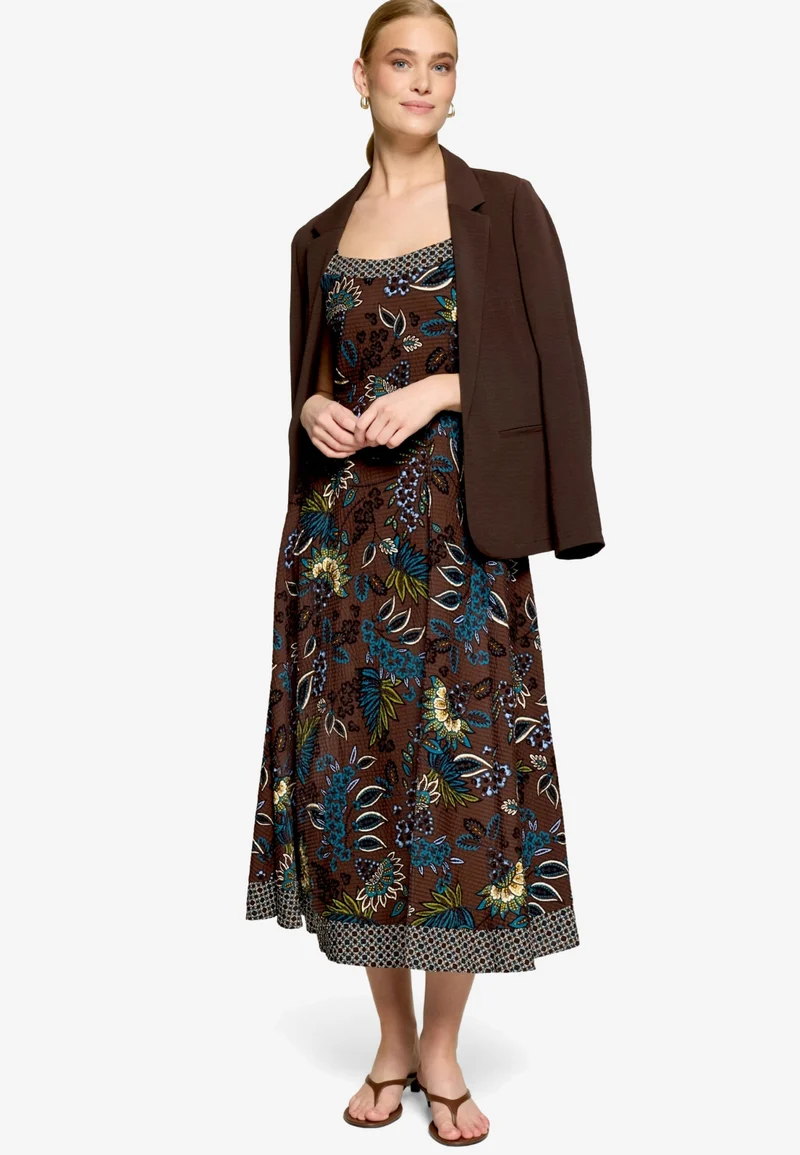 Kleid Lang ohne Arm, Brown/Petrol