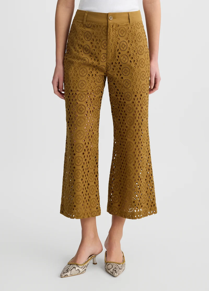 Cropped Trousers with Embroidery