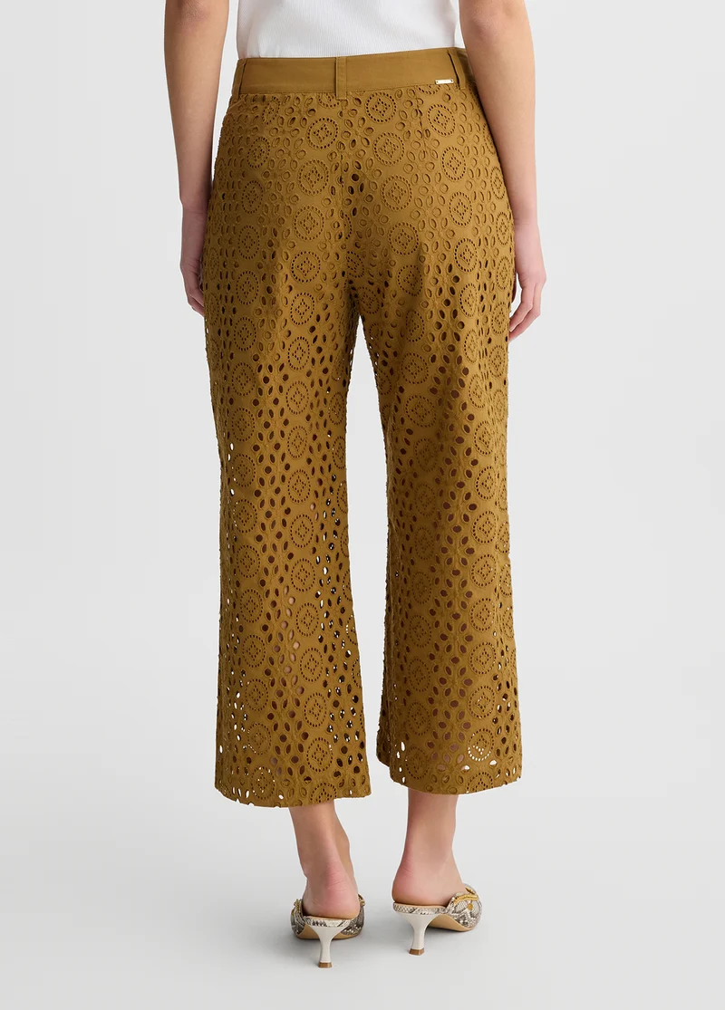 Cropped Trousers with Embroidery