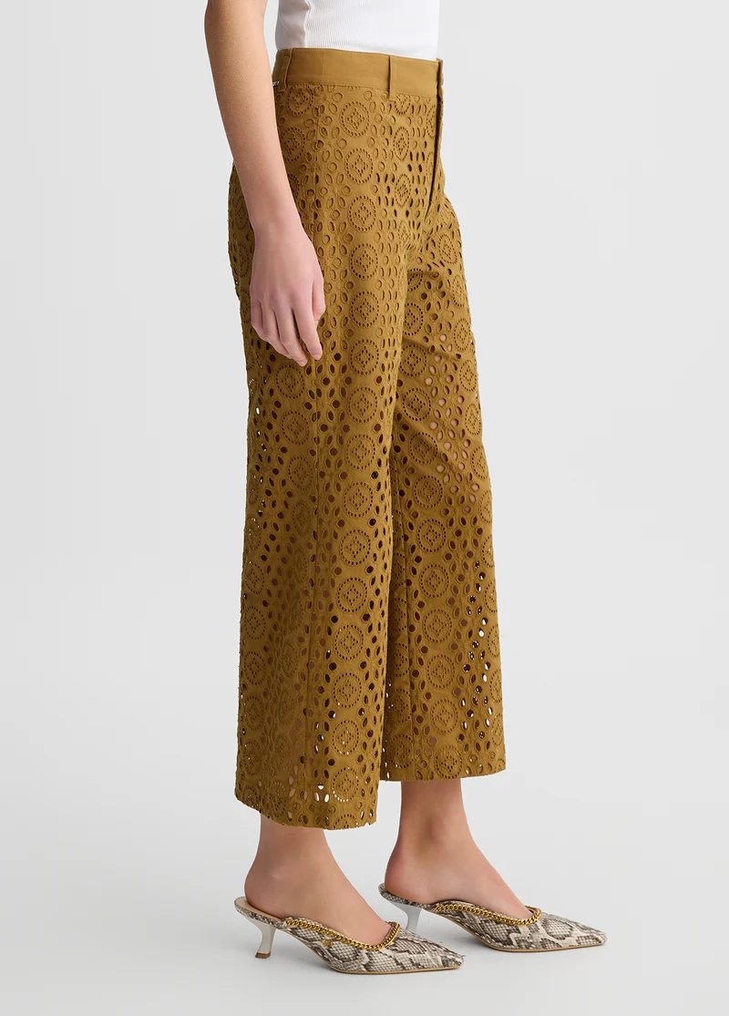 Cropped Trousers with Embroidery