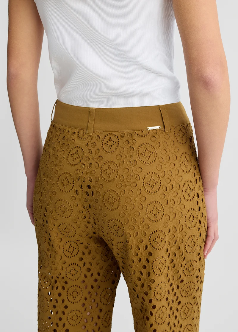 Cropped Trousers with Embroidery