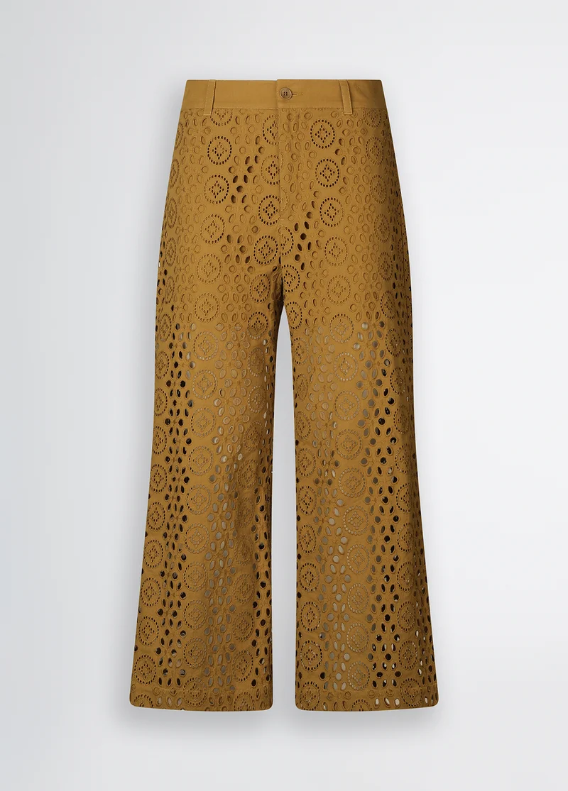 Cropped Trousers with Embroidery