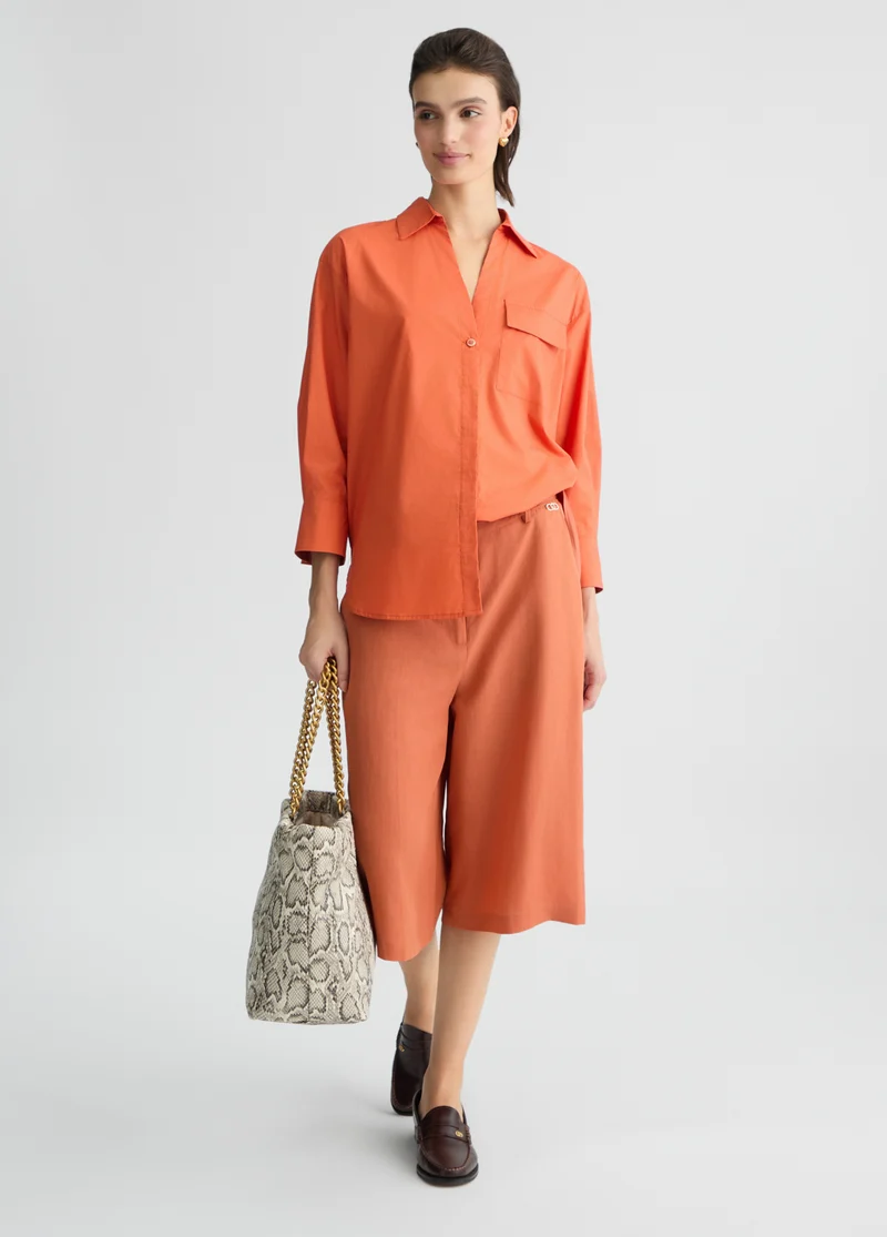 Linen Blend Bermuda Shorts