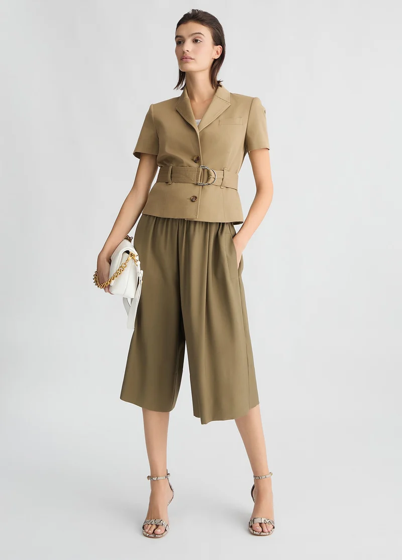 Green Bermuda Shorts with Belt
