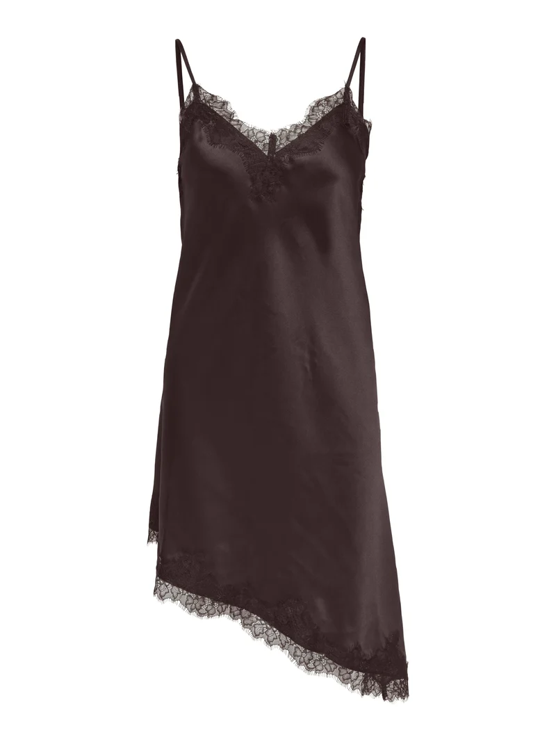 ONLBELLA STRAP SATIN LACE DRESS WVN, Coffee Bean