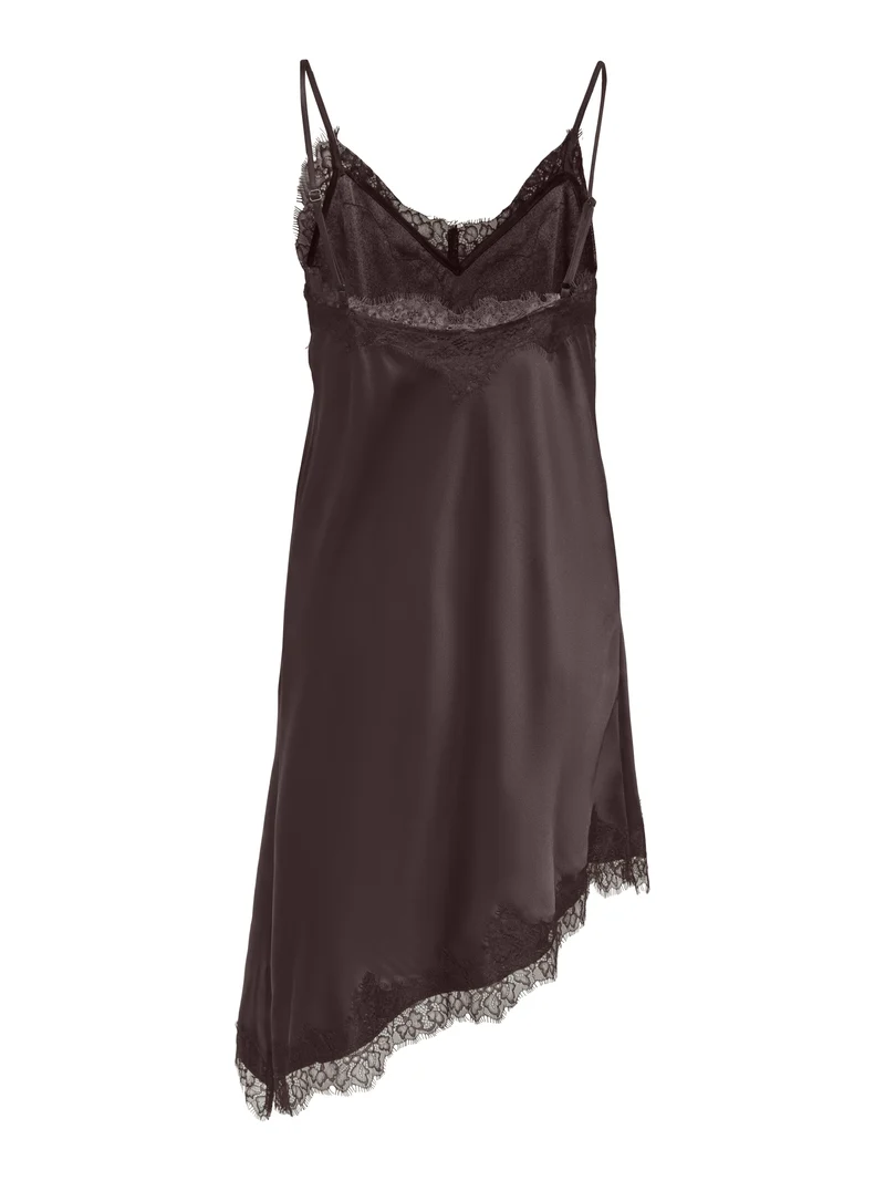 ONLBELLA STRAP SATIN LACE DRESS WVN, Coffee Bean
