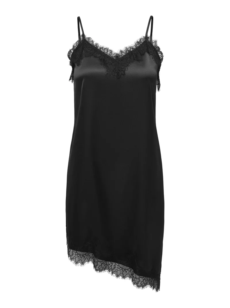 ONLBELLA STRAP SATIN LACE DRESS WVN, Black