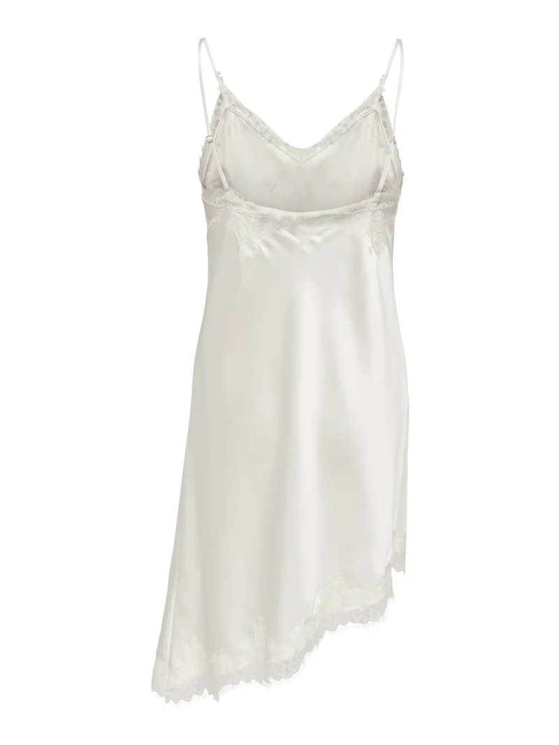 ONLBELLA STRAP SATIN LACE DRESS WVN, Cloud Dancer