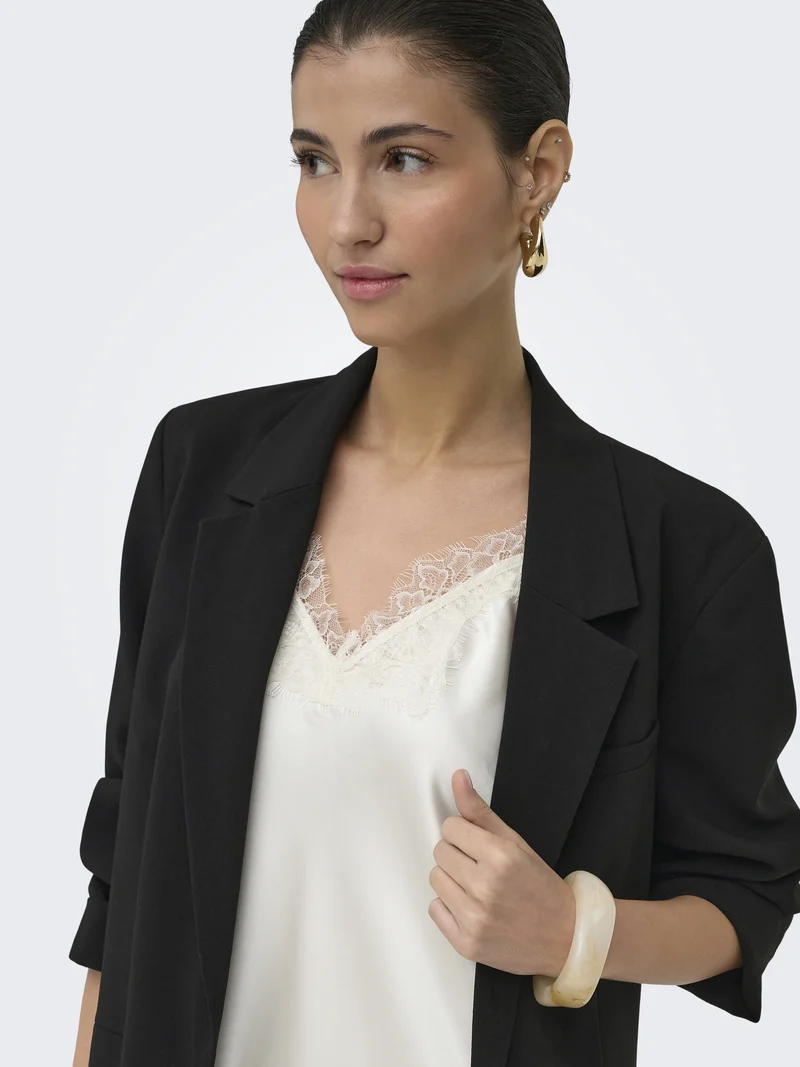 ONLBELLA STRAP SATIN LACE DRESS WVN, Cloud Dancer