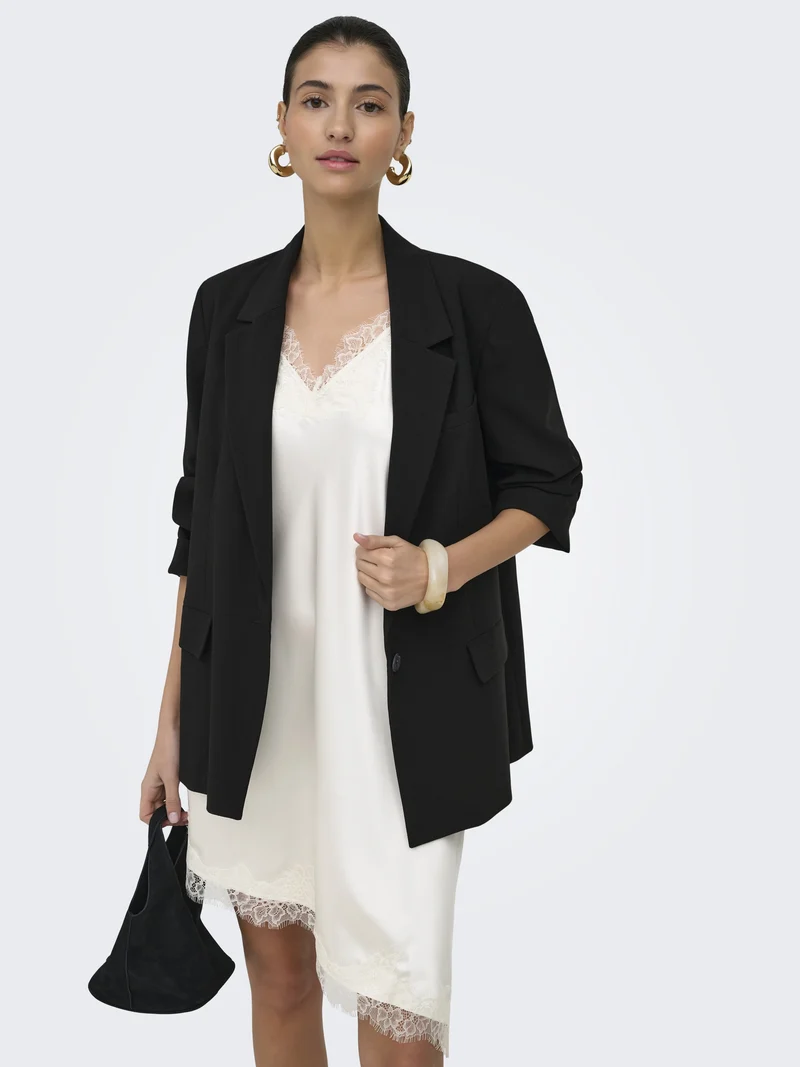 ONLBELLA STRAP SATIN LACE DRESS WVN, Cloud Dancer