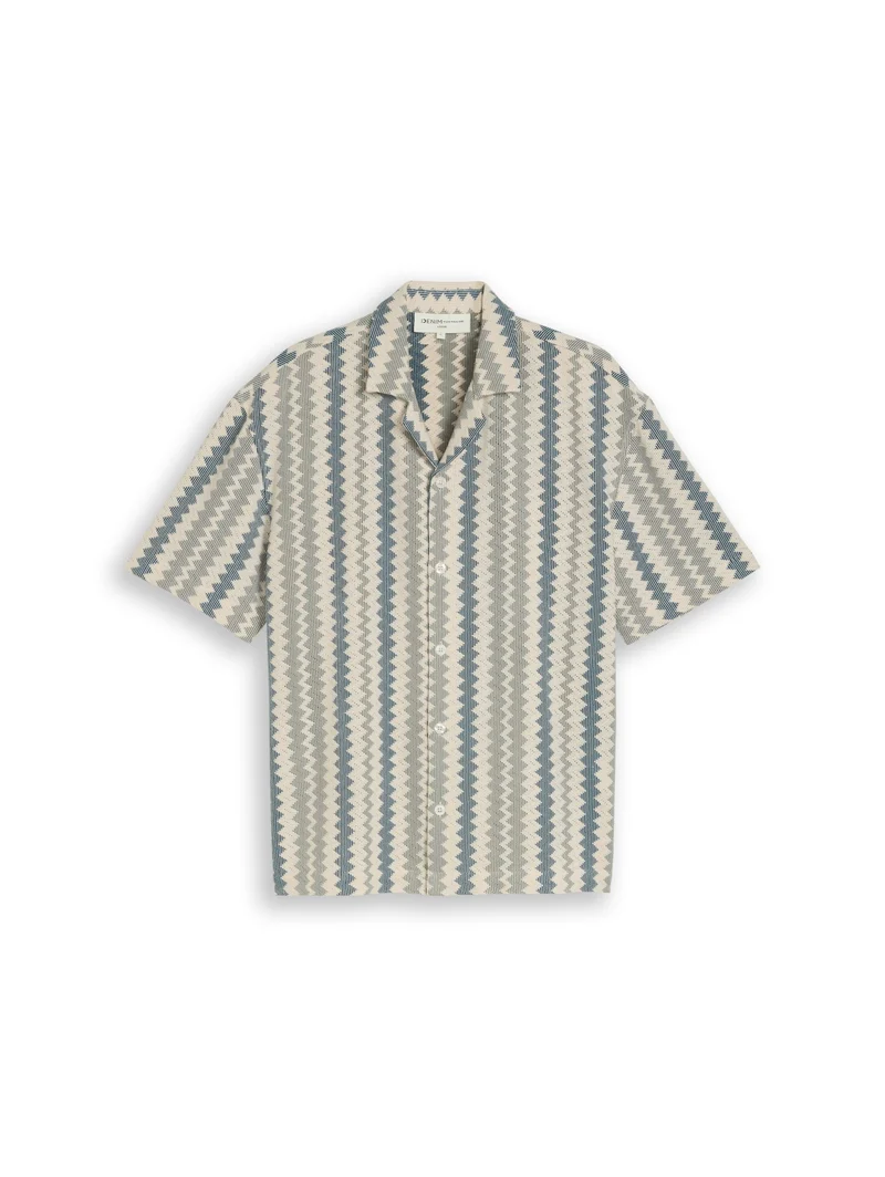 loose textured crochet resort, green white zick zack stripe