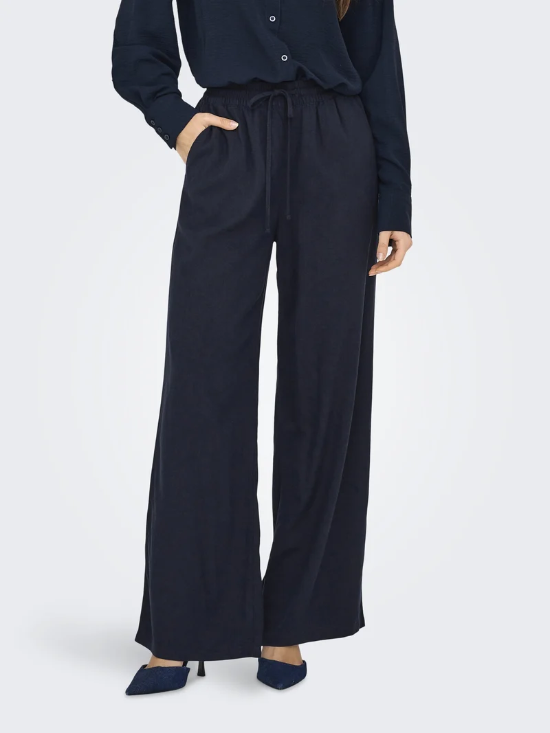 JDYSAY HW LINEN WIDE PANT WVN NOOS, Sky Captain