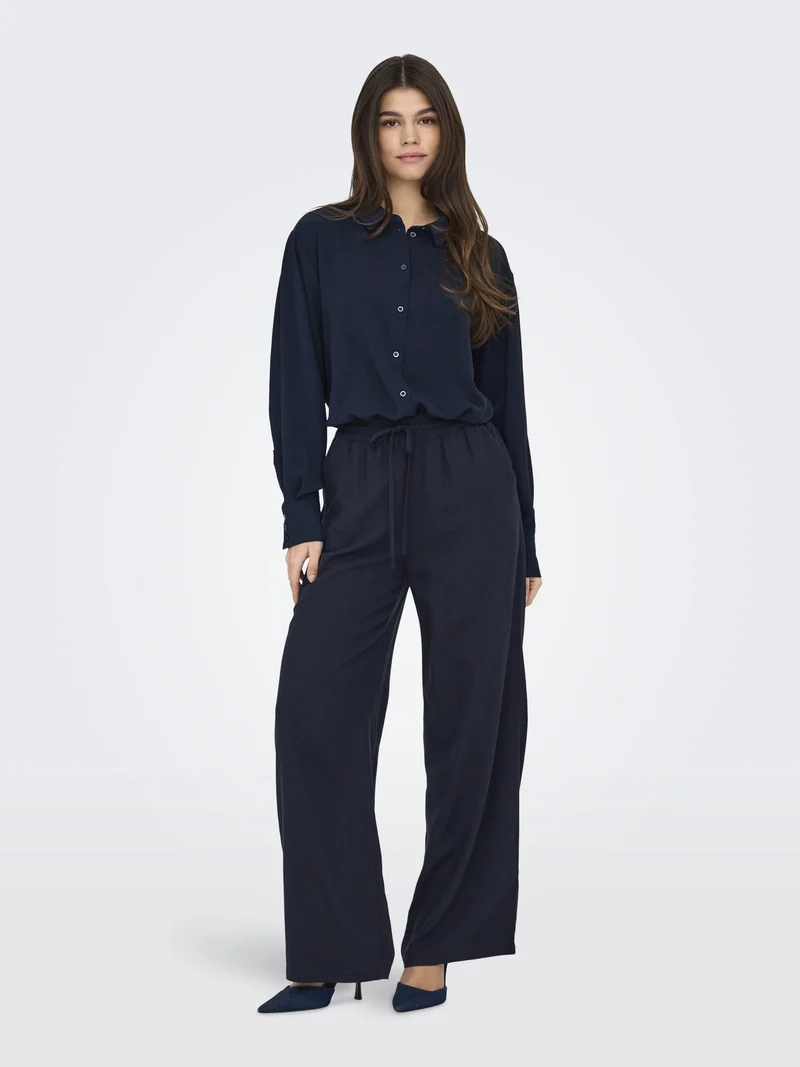JDYSAY HW LINEN WIDE PANT WVN NOOS, Sky Captain