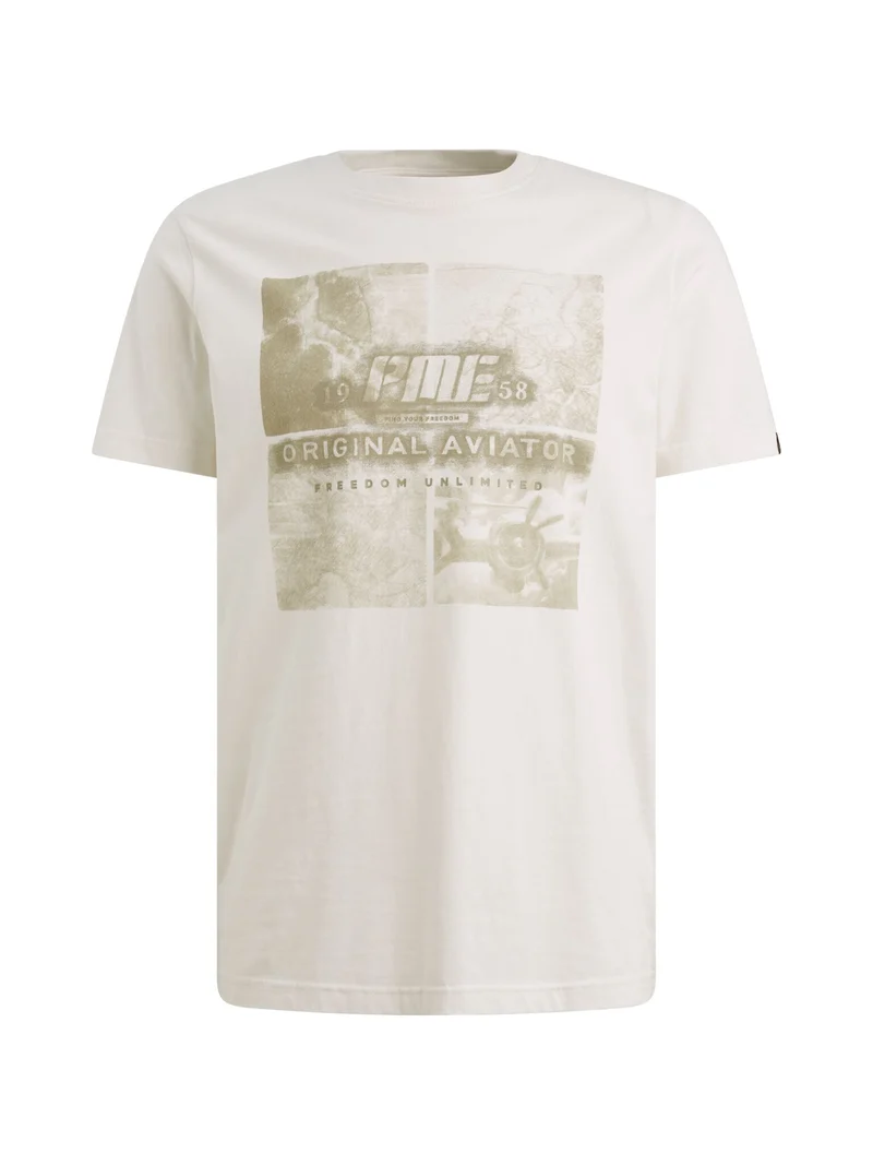 Short sleeve r-neck single jersey, Egret