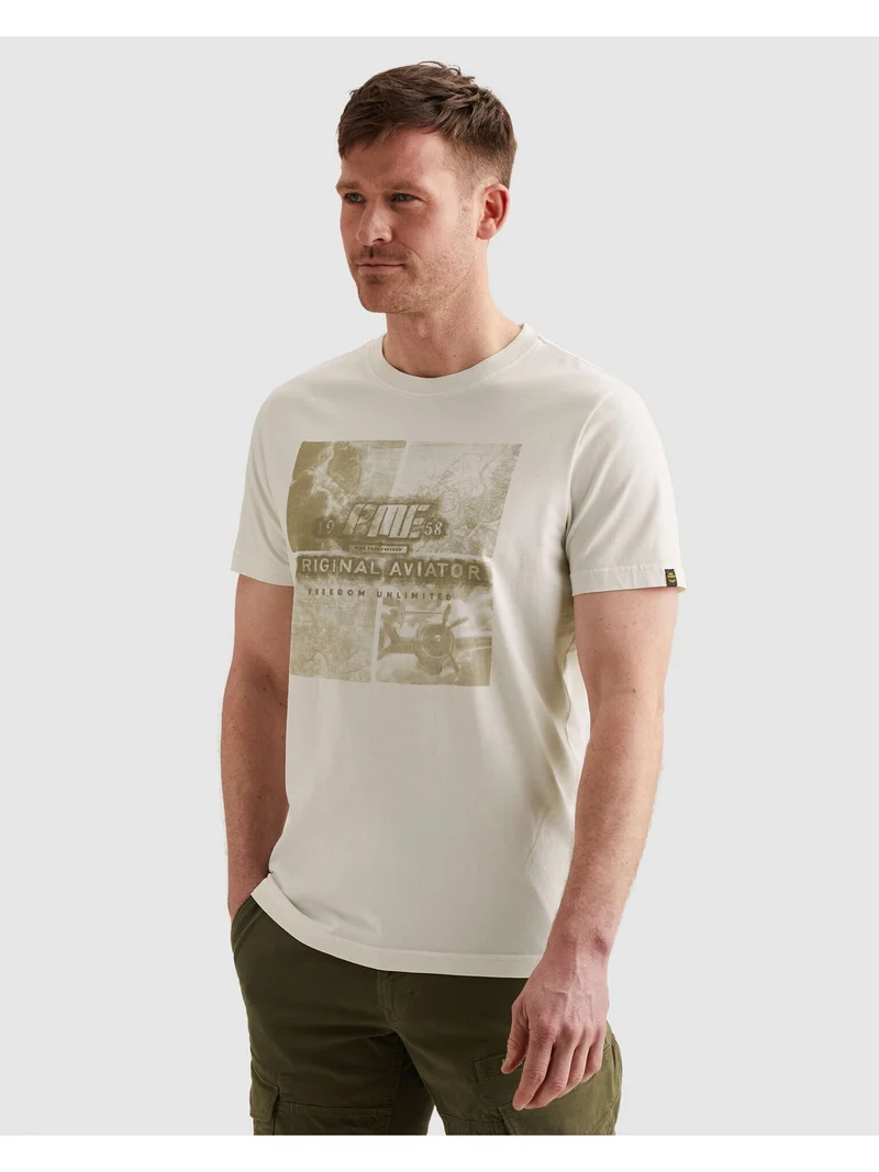 Short sleeve r-neck single jersey, Egret
