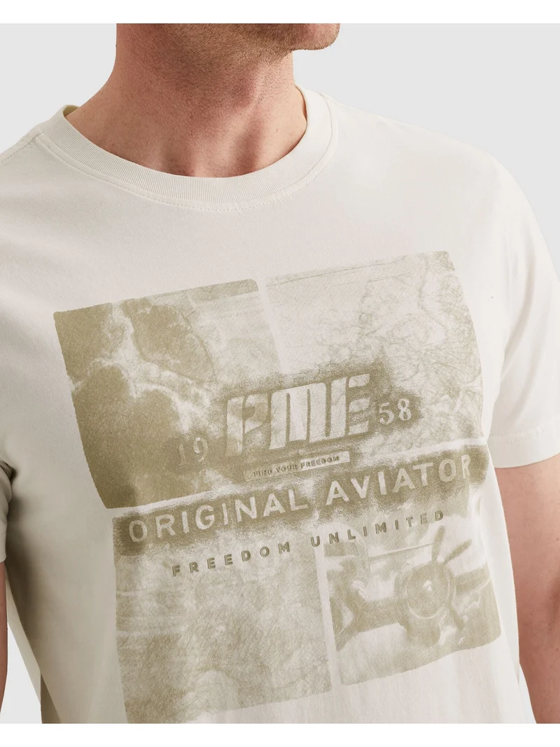 Short sleeve r-neck single jersey, Egret