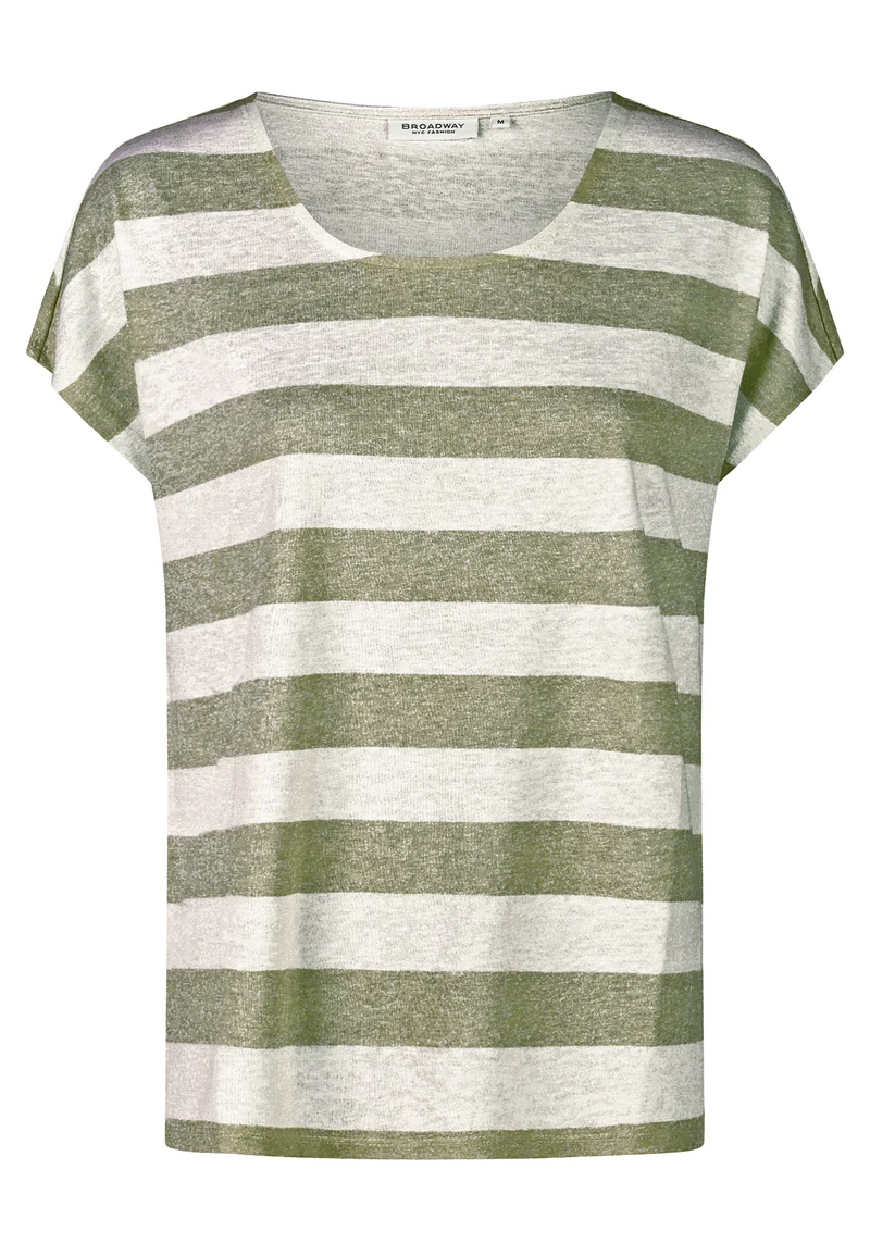 T-SHIRT, KHAKI GREEN STRIPE