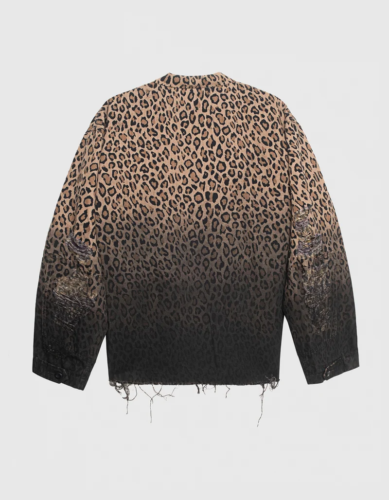 Destroyed-Look Leo-Print Jacke Shredded Leoparad Abu