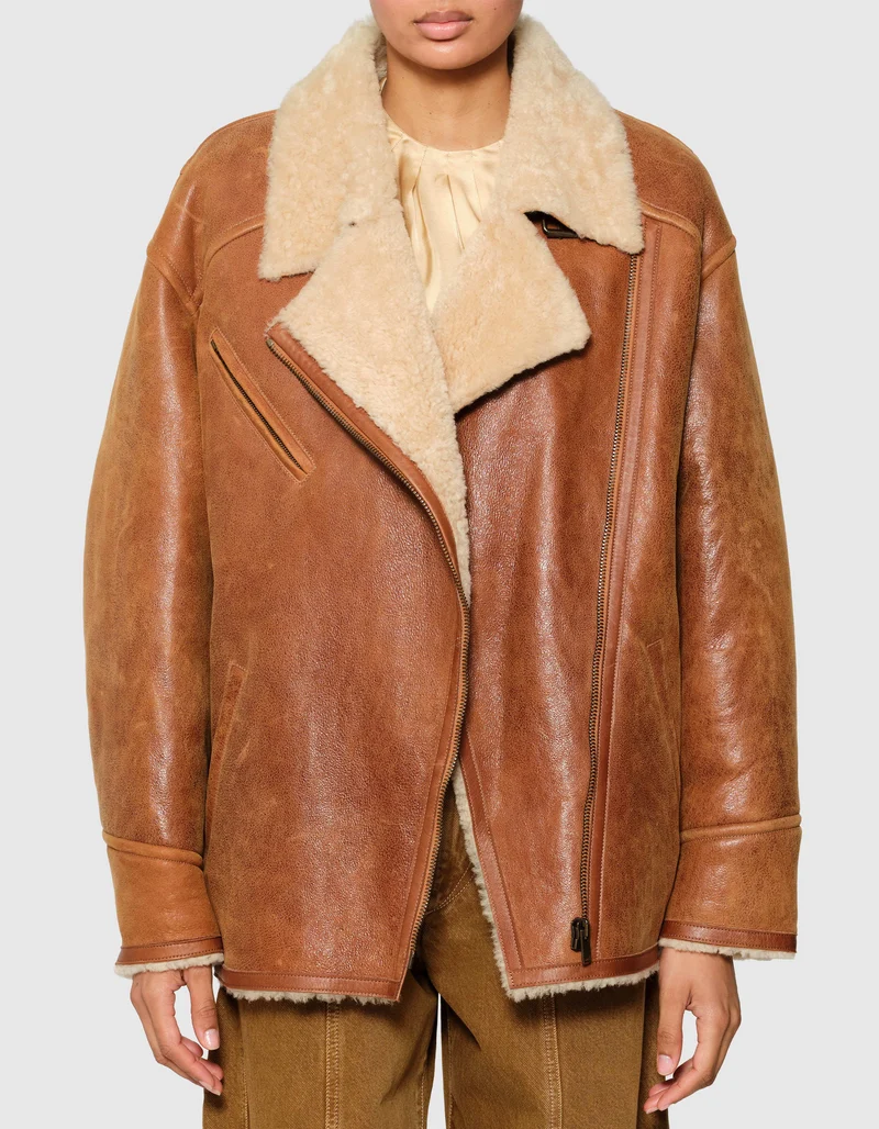 Lammleder-Shearling-Jacke Adelina