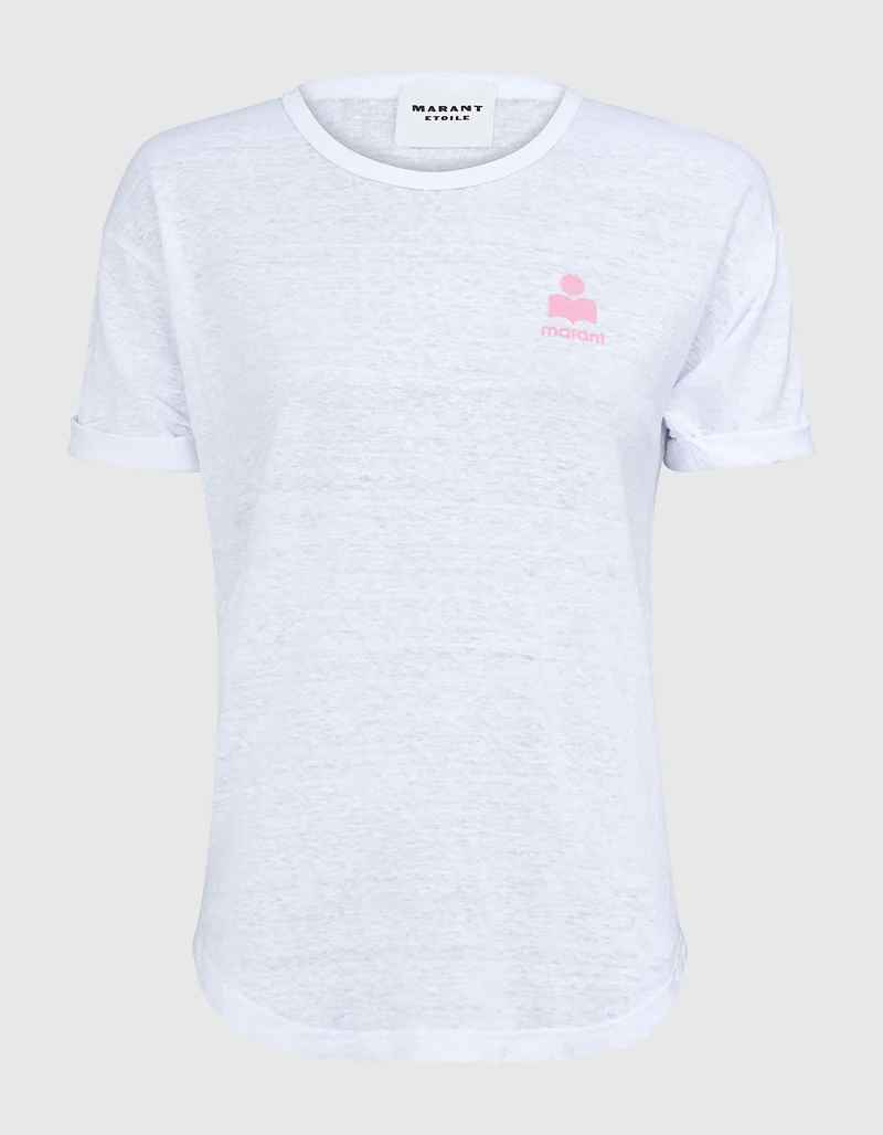 Leinen T-Shirt Koldia mit Logo-Flockprint