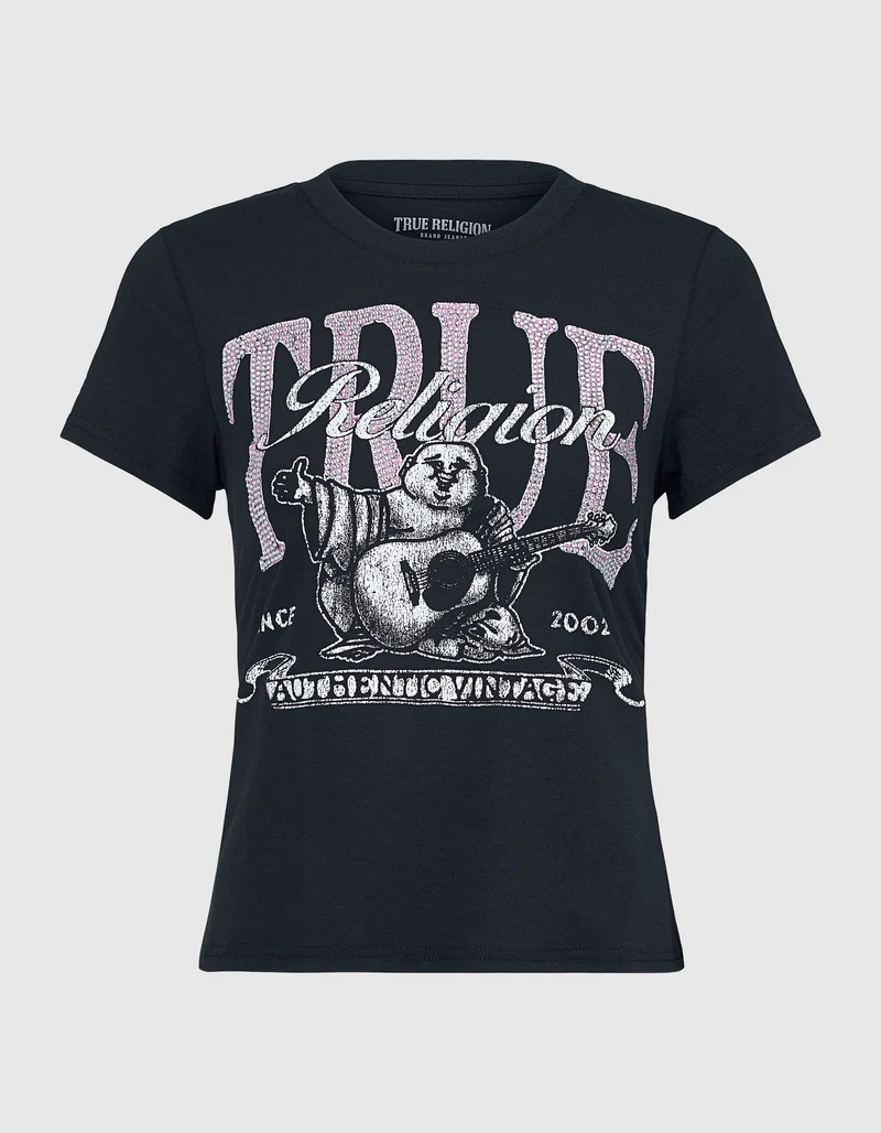 Bedrucktes T-Shirt Classic mit Strass-Verzierung