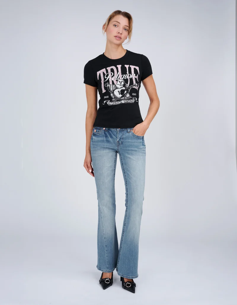 Bedrucktes T-Shirt Classic mit Strass-Verzierung