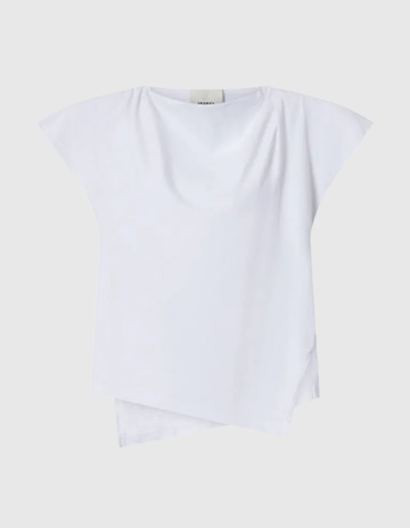 Asymmetrisches T-Shirt Sebani mit Schulterpolstern