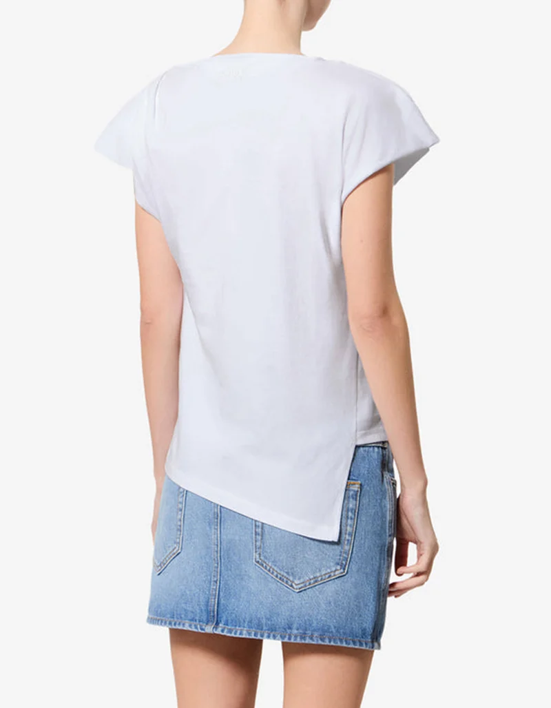 Asymmetrisches T-Shirt Sebani mit Schulterpolstern