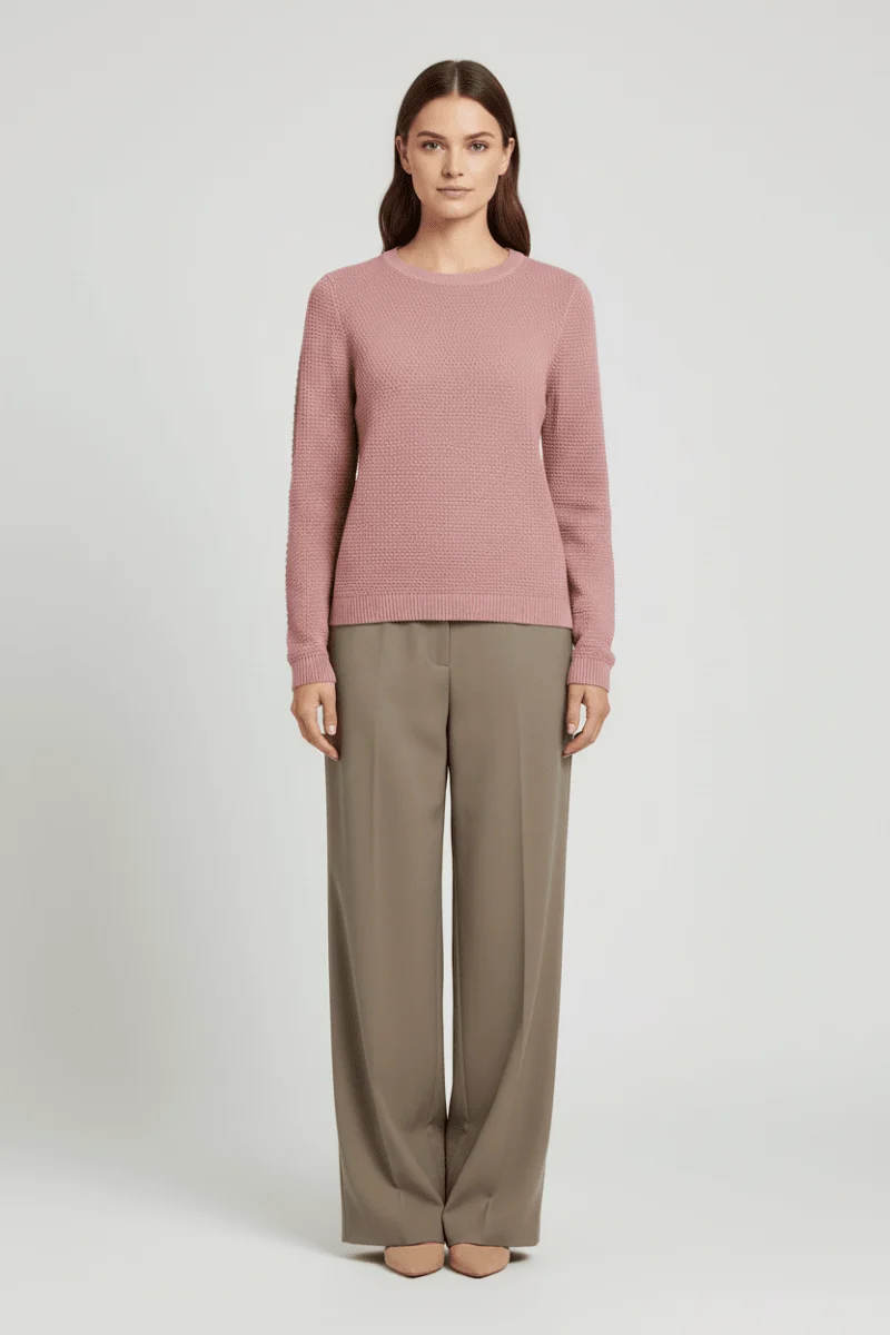 Vila Pullover Rundhals Langarm Strick Top Nostalgia Rose