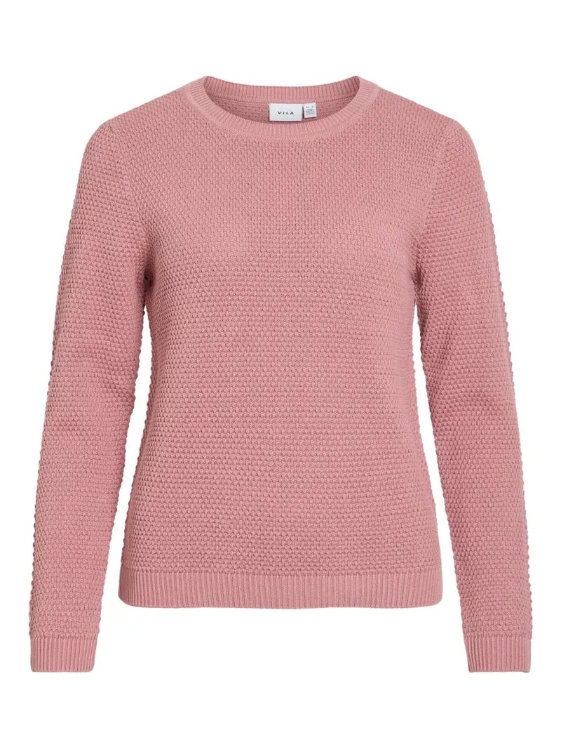 Vila Pullover Rundhals Langarm Strick Top Nostalgia Rose